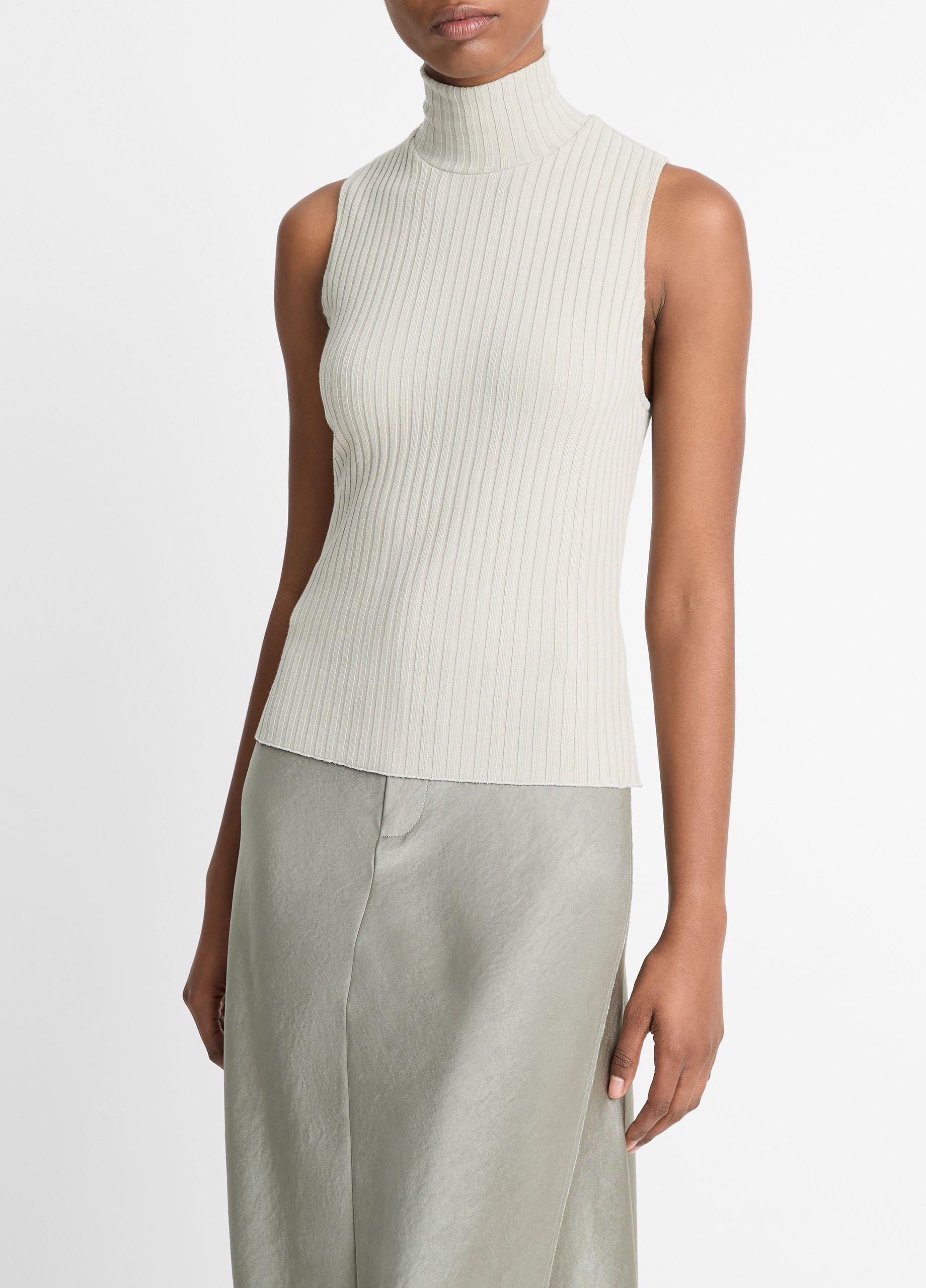 Ribbed Cotton-Blend Turtleneck Top in Shirts & Tees | Vince