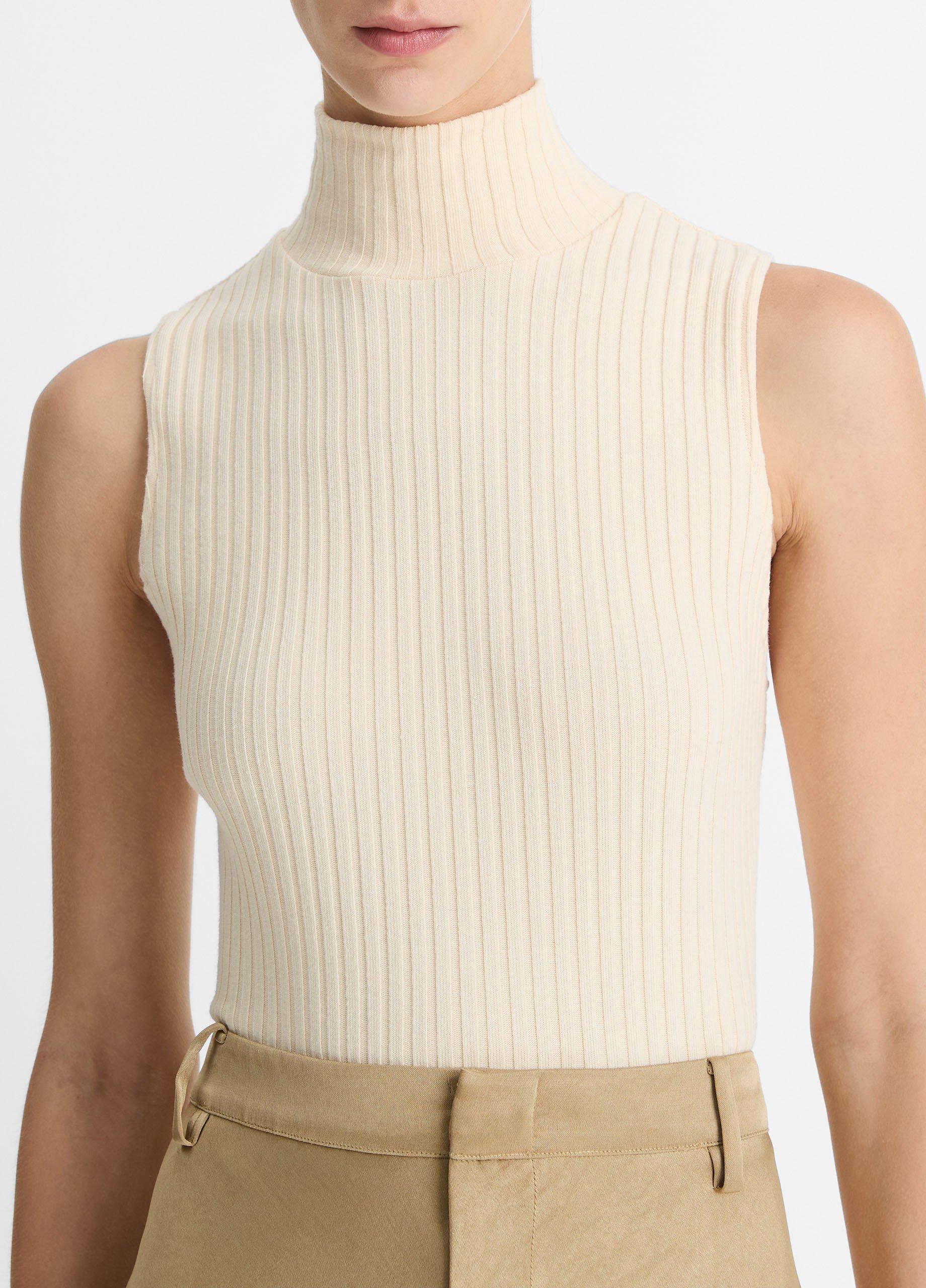 Ribbed Cotton-Blend Turtleneck Top in Shirts & Tees | Vince