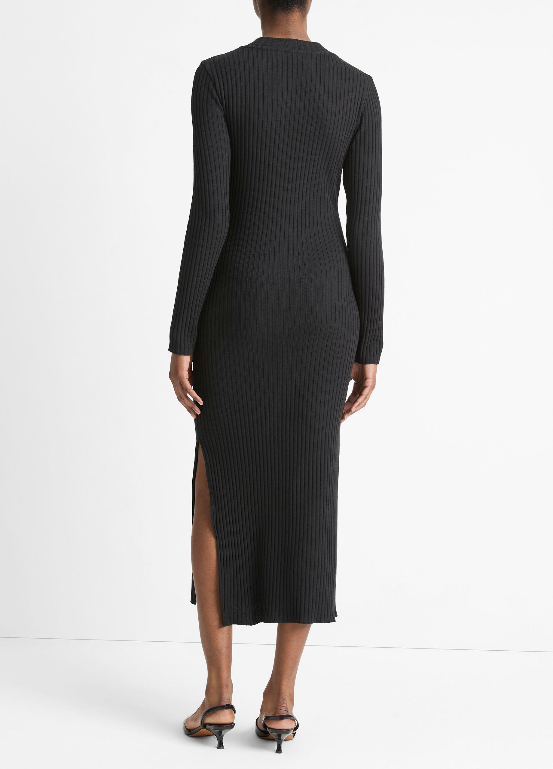 Ribbed Cotton-Blend High-Neck Dress image number 3