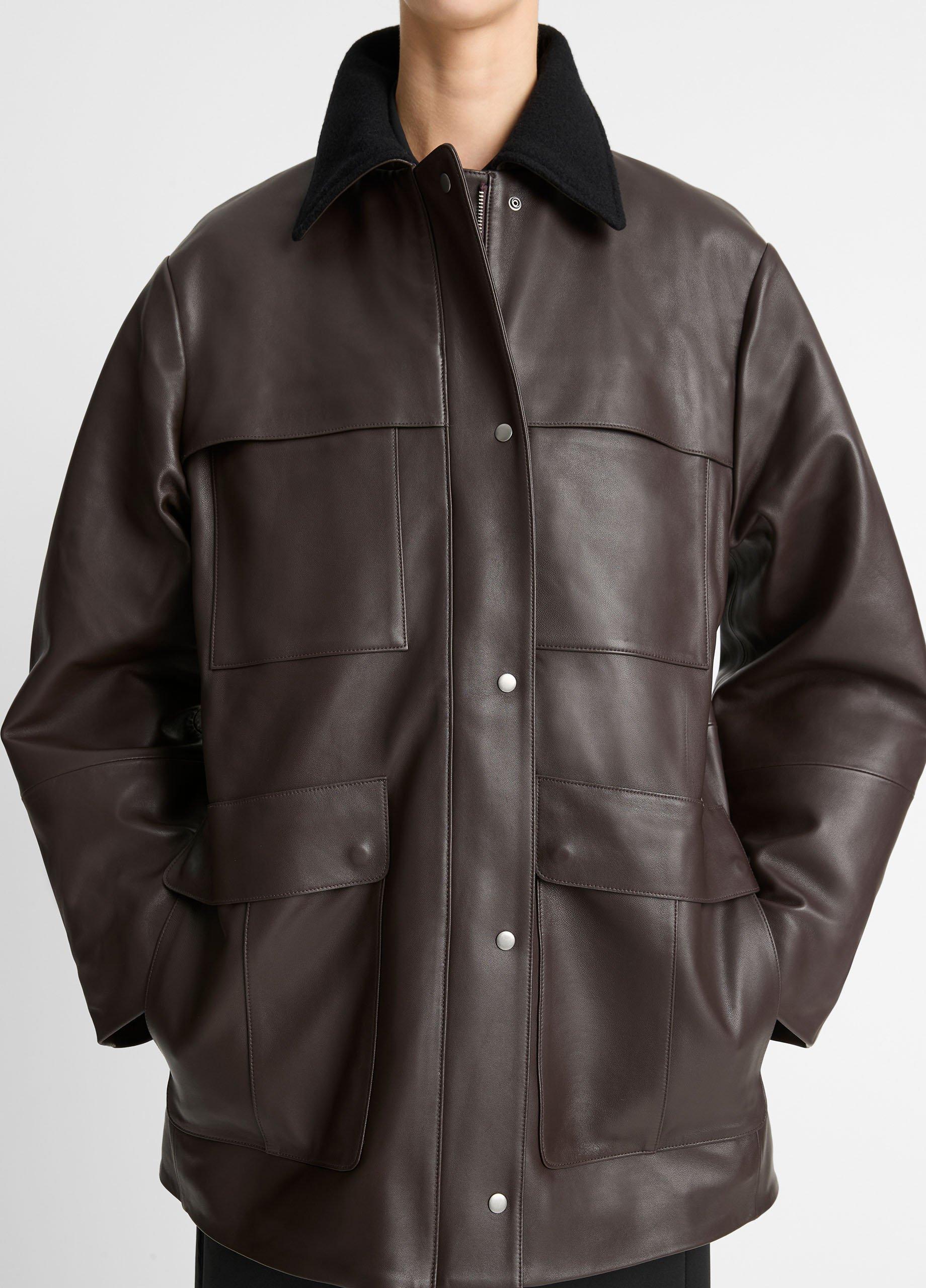 Hotsell Vince Large Leather Brown Jacket