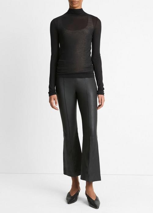 Sheer Long-Sleeve Mock-Neck Top