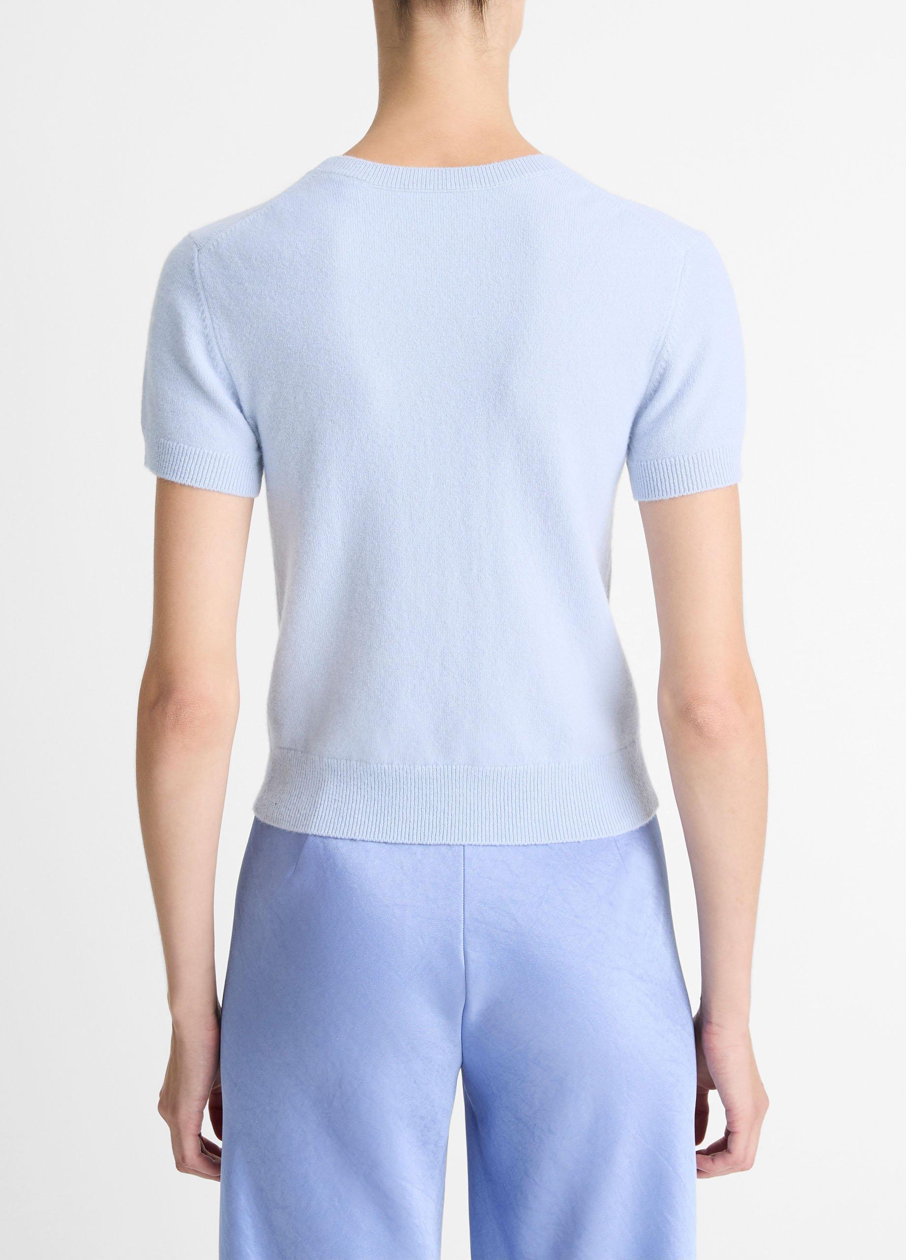 売れ筋商品|||ヴィンスカムート ニット&セーター アウター レディース Women's V-Neck Shine Short-Sleeve Sweater Ash Blue Silver Unique Bargains Women's V Neck Short Sleeve Cable Knit Crop