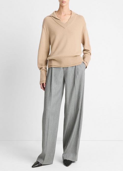 Wool-Cashmere Double-Layer Collared Pullover