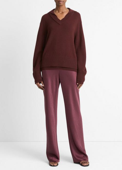 Wool-Cashmere Double-Layer Collared Pullover