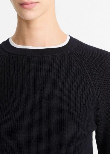 Wool-Cashmere Double-Neck Sweater in Crew Neck | Vince Wool-Cashmere Double-Neck Sweater in Crew Neck | Vince