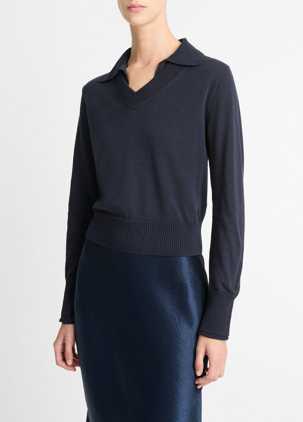 Italian Cotton-Blend Double-Layer Sweater in Sweaters | Vince Italian Cotton-Blend Double-Layer Sweater in Sweaters | Vince