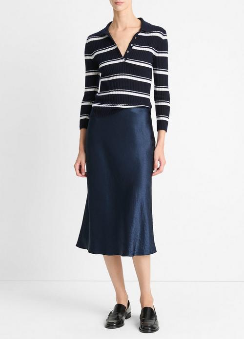 Striped Cashmere-Blend Polo Sweater