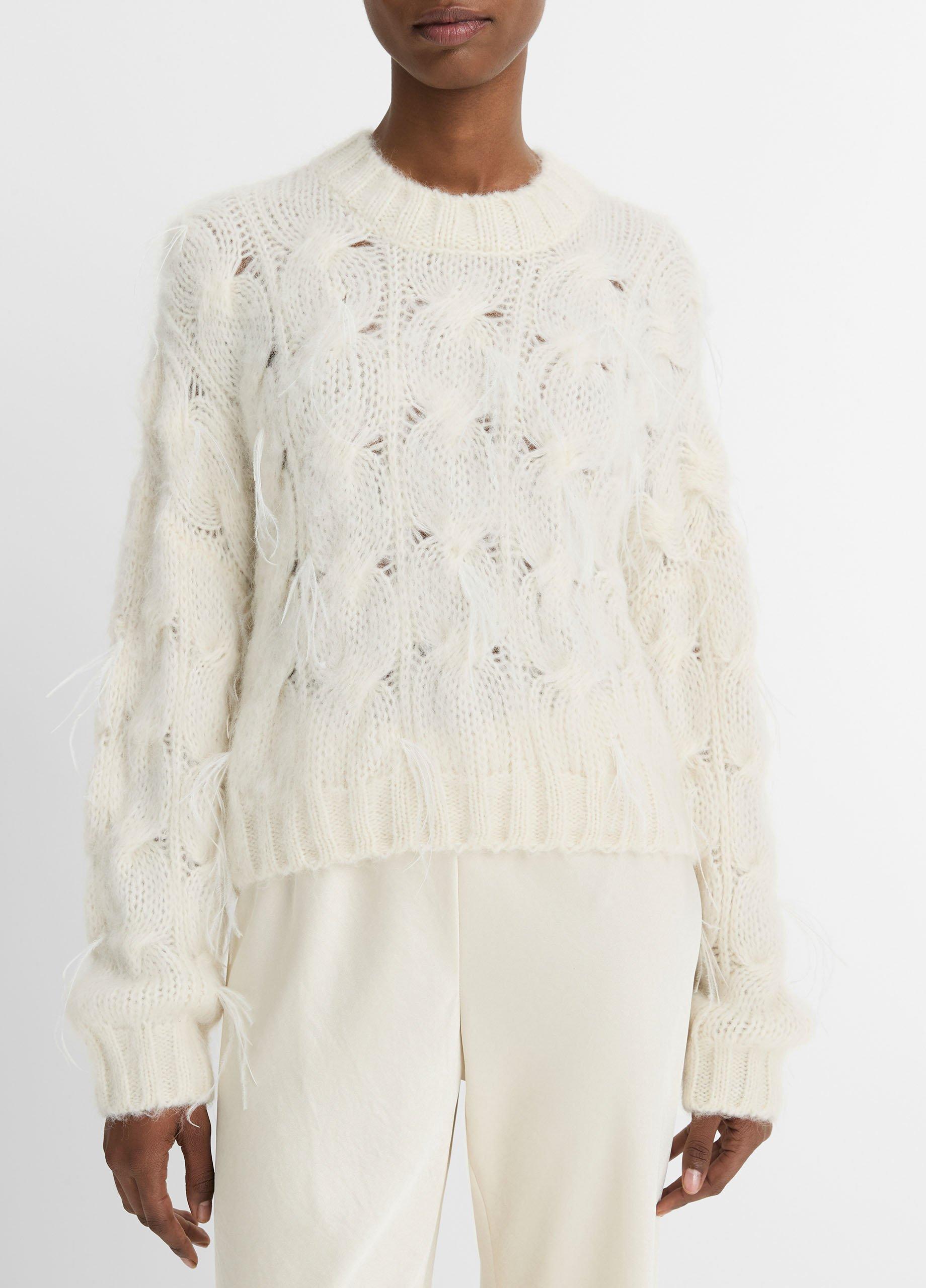 Thumbnail of Feather-Appliquéd Italian Cable-Knit Sweater
