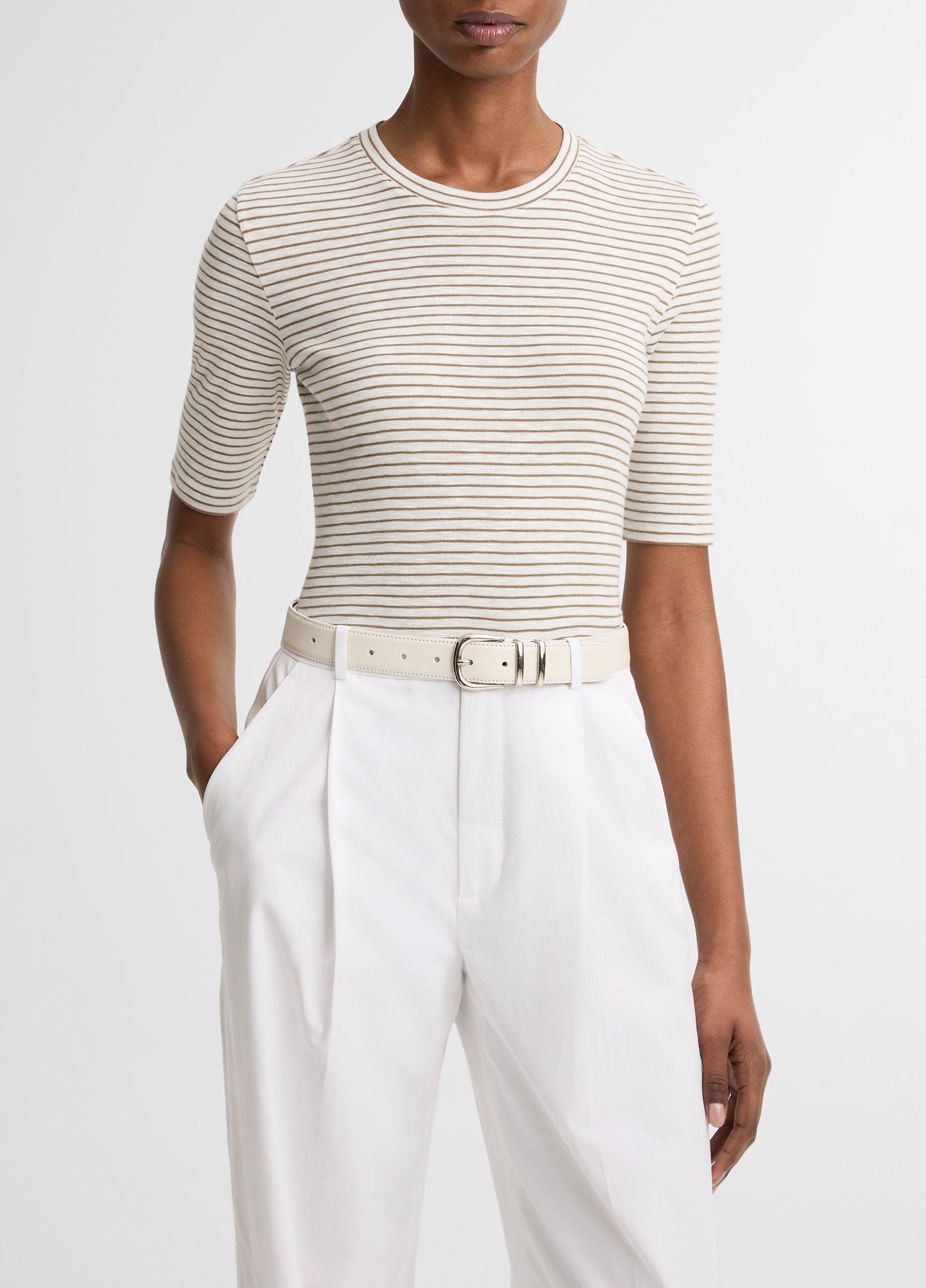 Striped Cotton-Blend Elbow-Sleeve T-Shirt