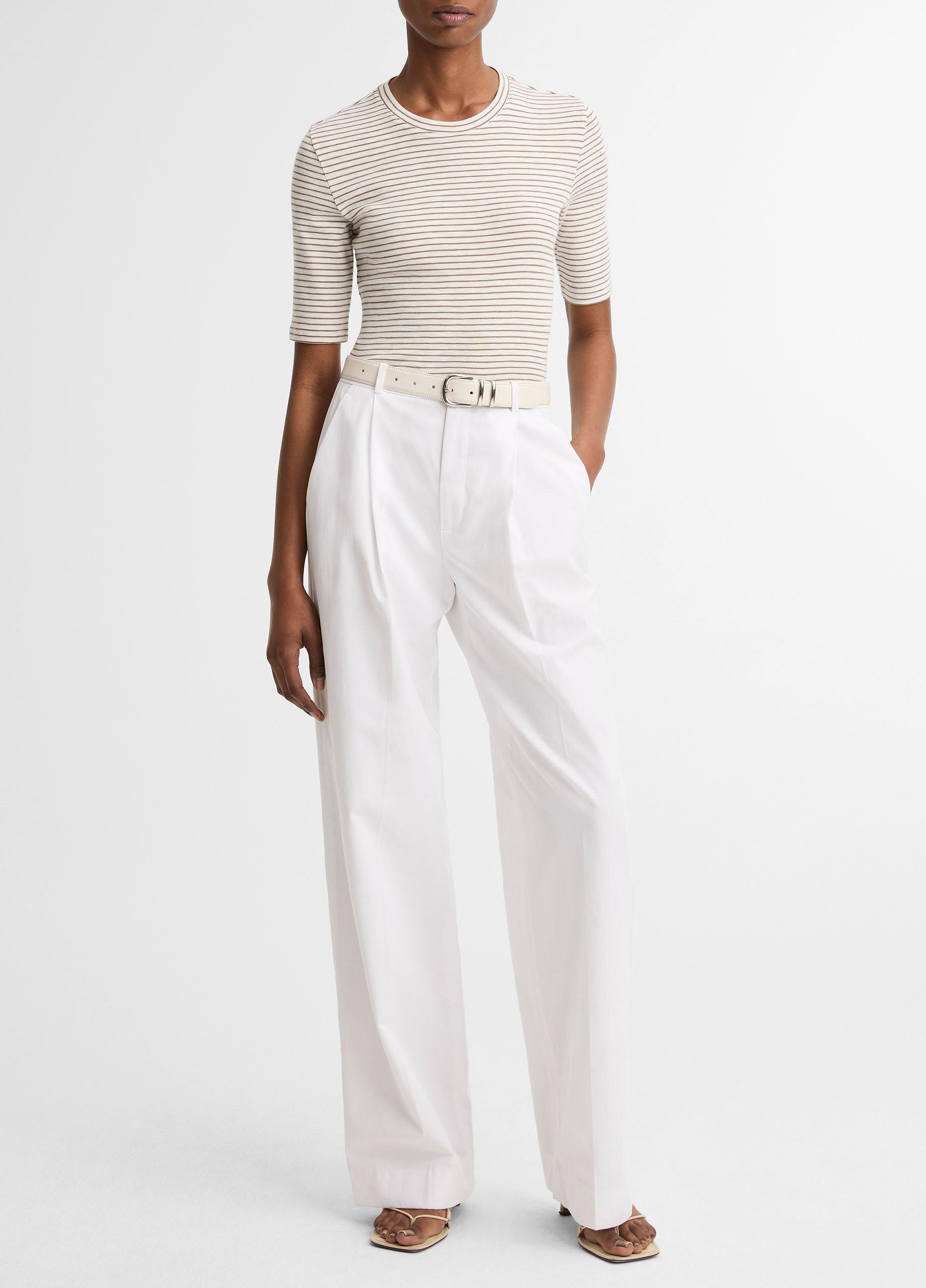 Striped Cotton-Blend Elbow-Sleeve T-Shirt image number 3