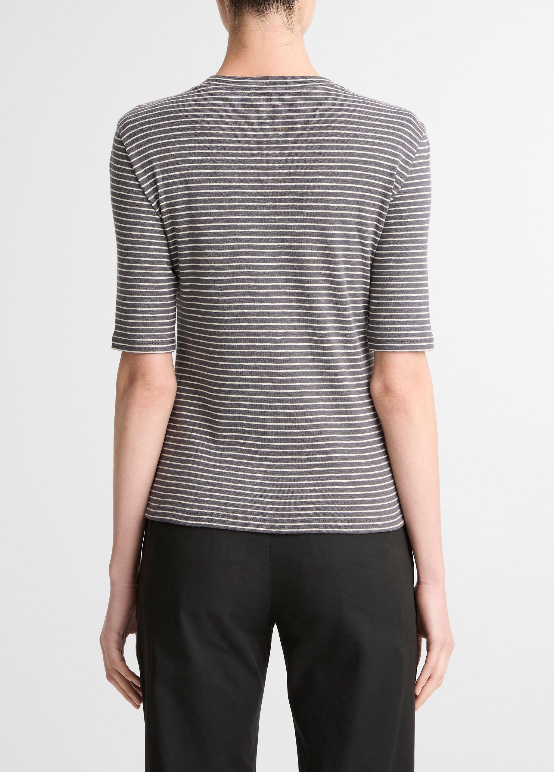 Striped Cotton-Blend Elbow-Sleeve T-Shirt image number 2