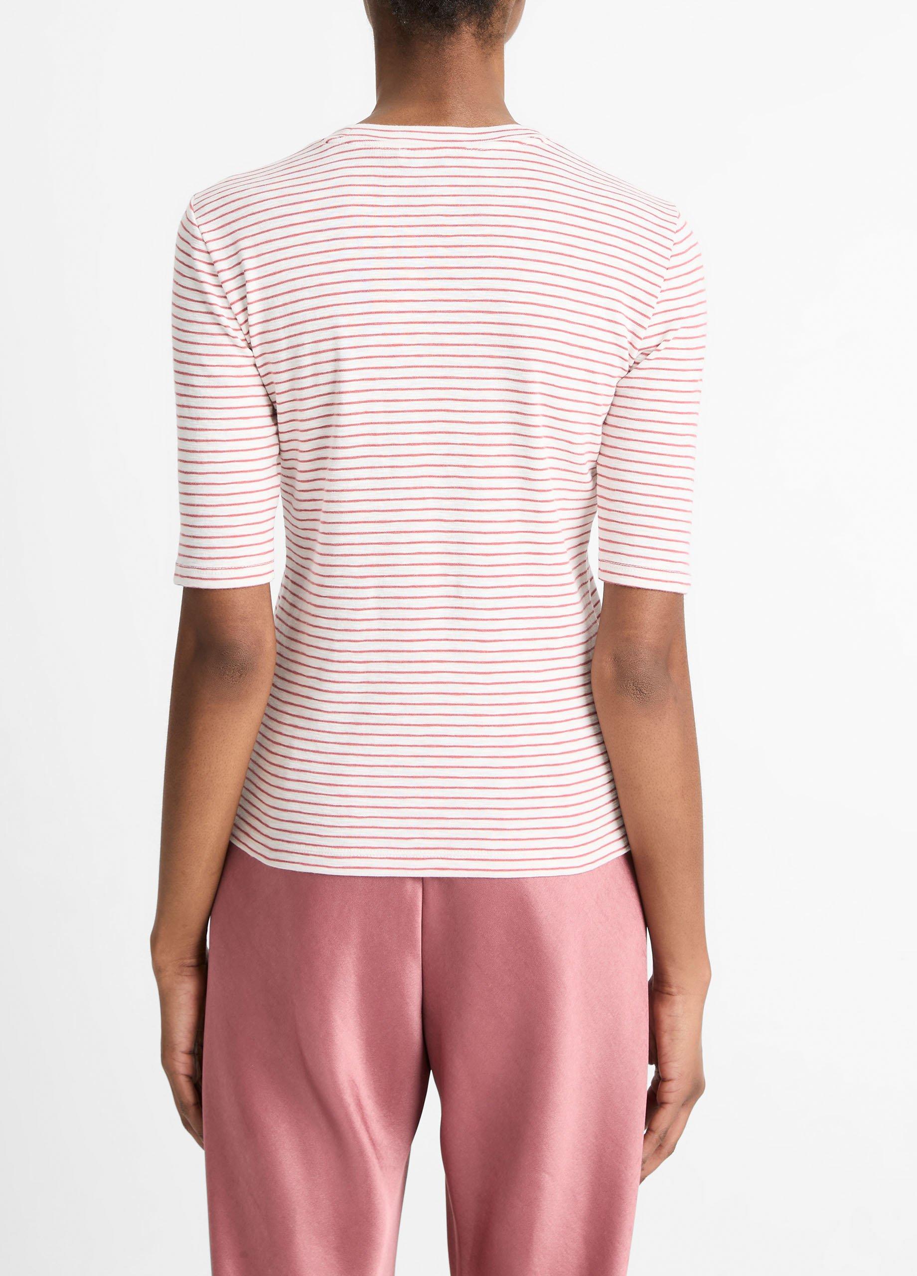 Striped Cotton-Blend Elbow-Sleeve T-Shirt image number 2