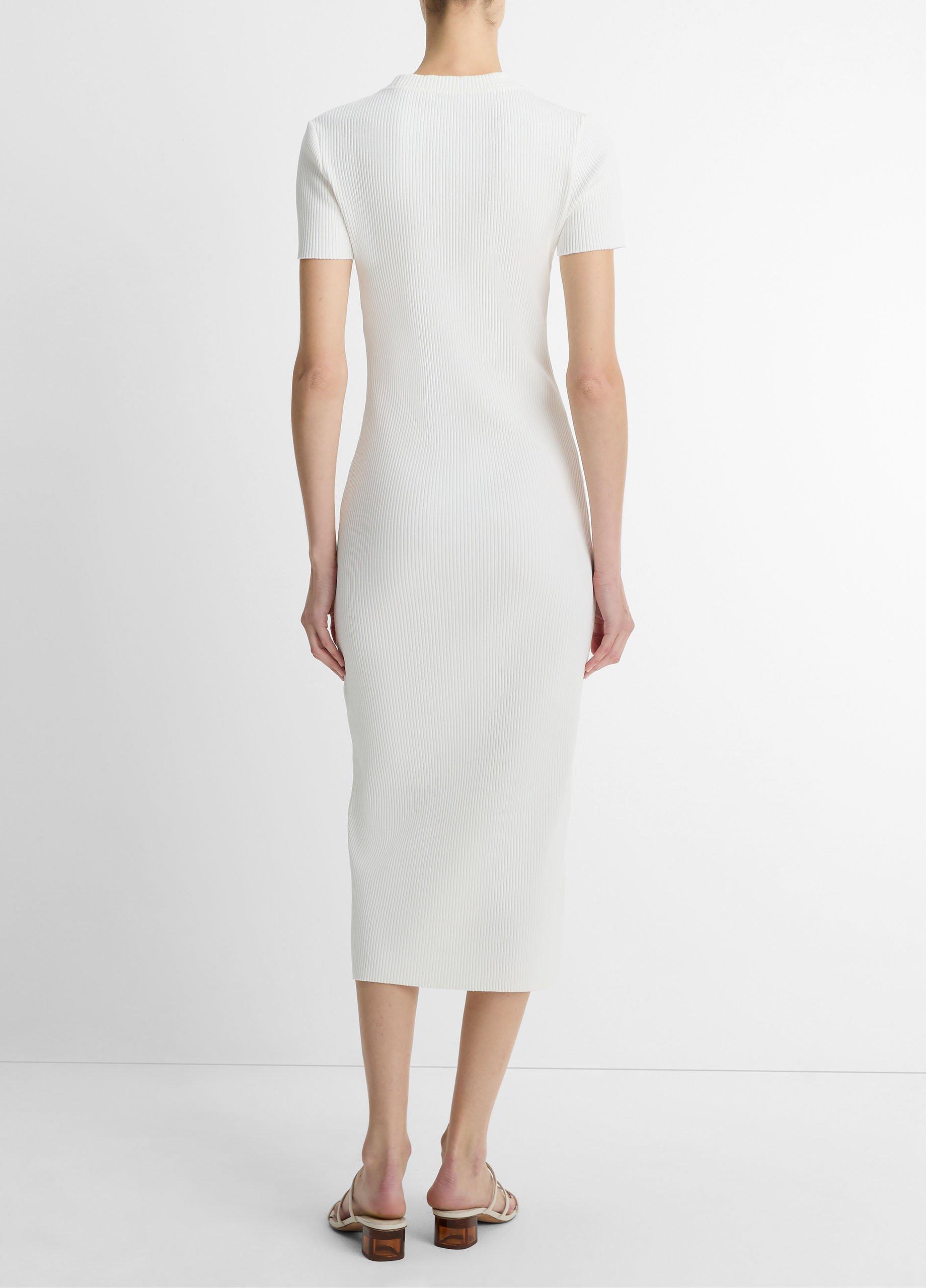 Ribbed Cotton-Blend Crew Neck Dress image number 2