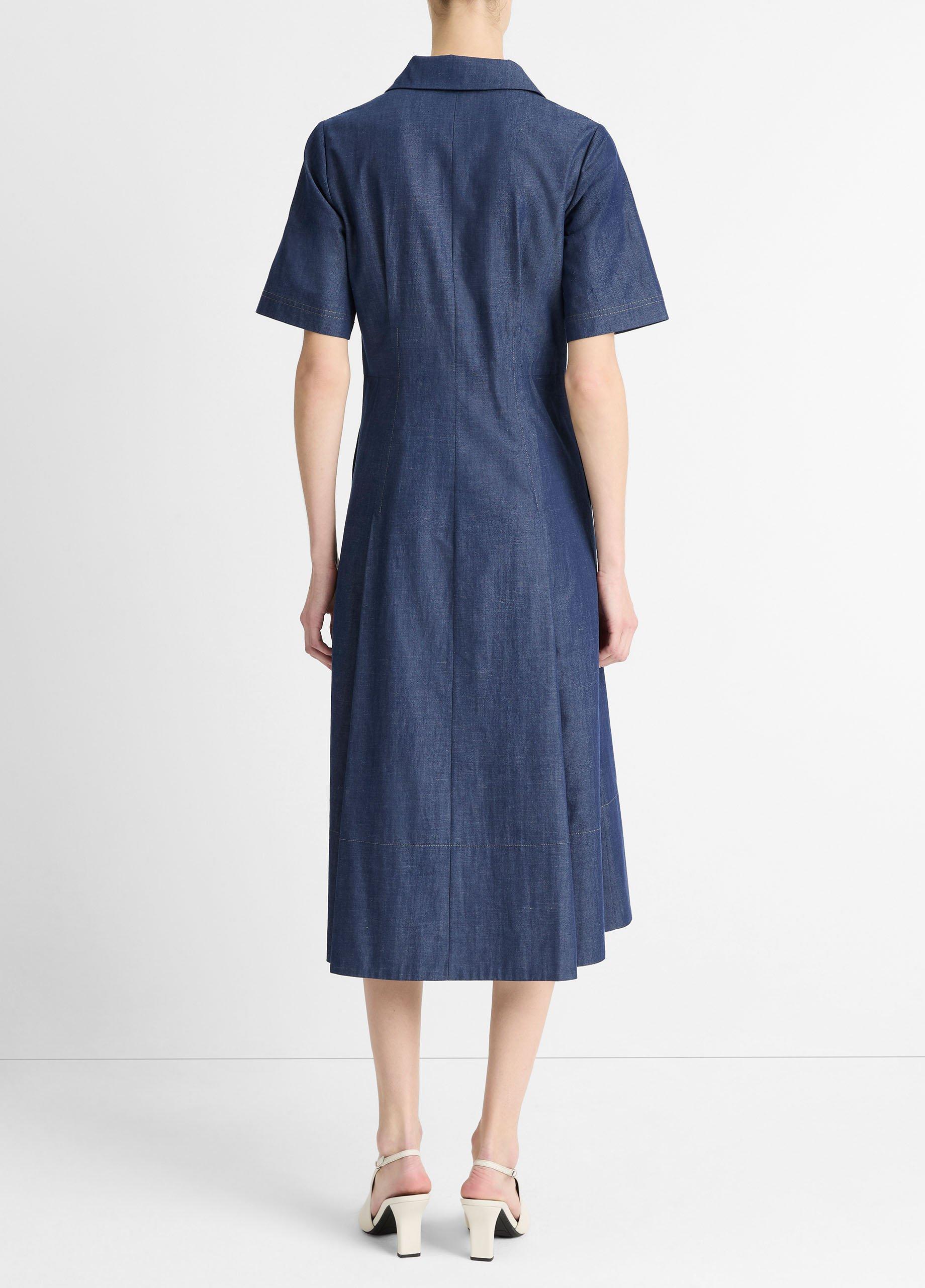 Cotton-Blend Denim Shirt Dress in Women | Vince