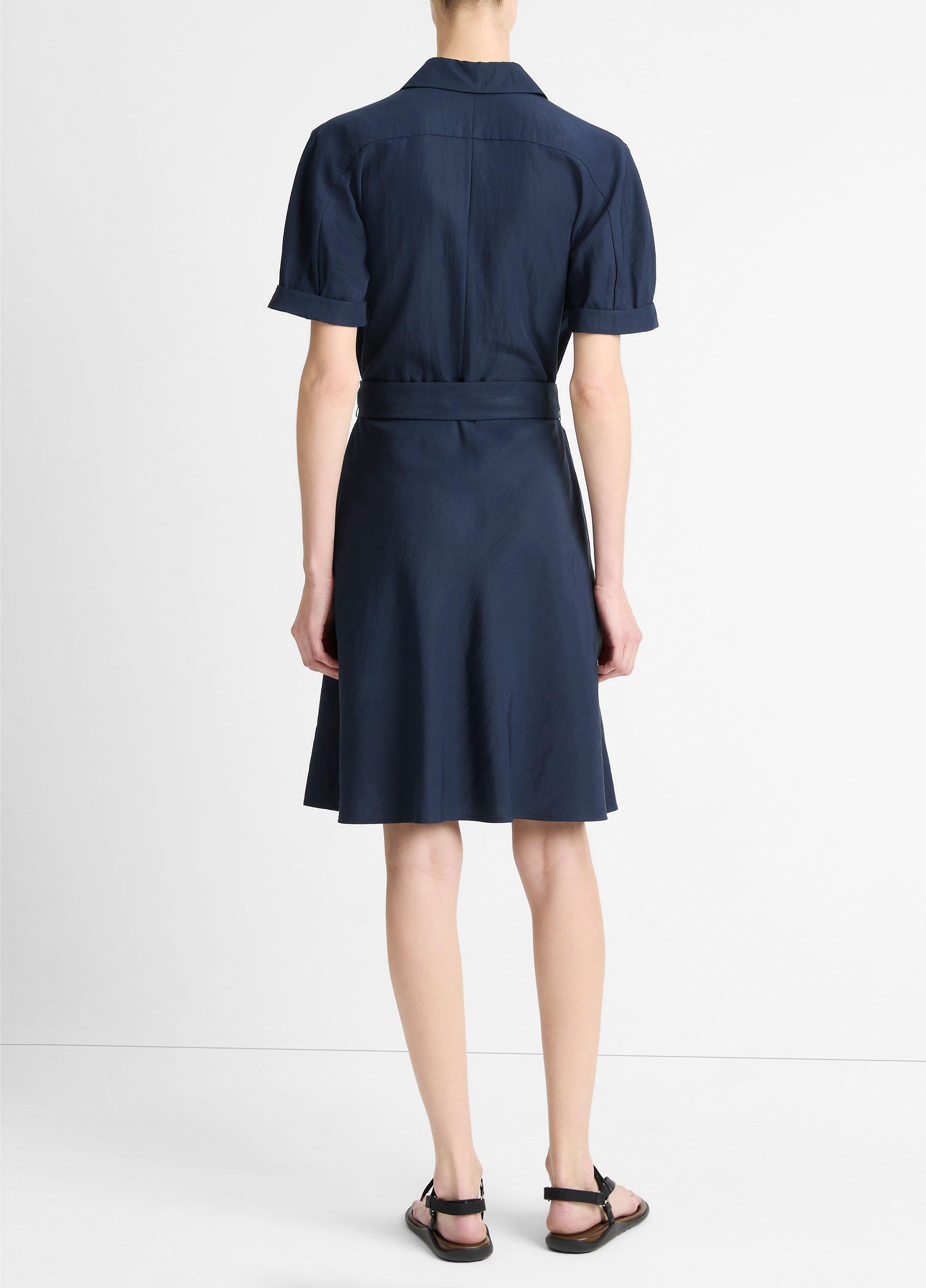 Cuffed-Sleeve Belted Shirt Dress image number 2
