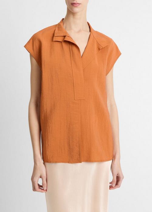 Voile Cap-Sleeve Blouse