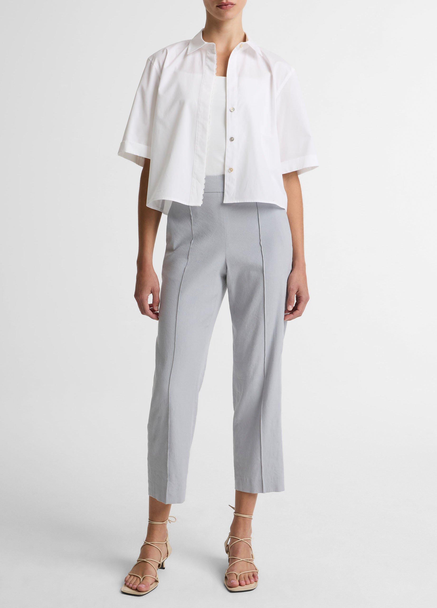 Grace Mid-Rise Linen-Blend Pull-On Pant