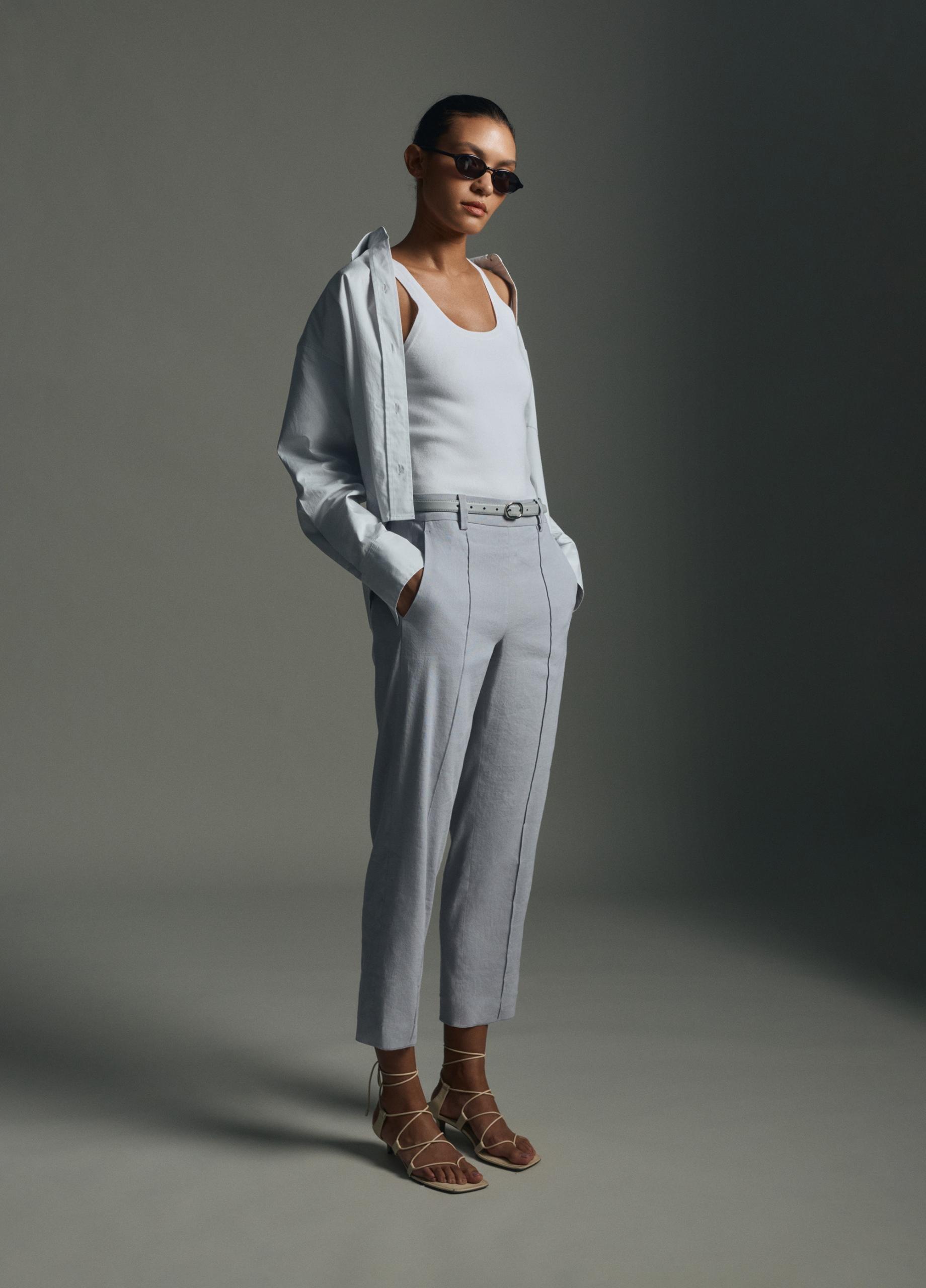 Grace Mid-Rise Linen-Blend Pull-On Pant image number 4