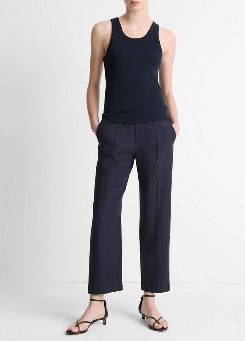 Linen-Blend Tapered Pull-On Pant