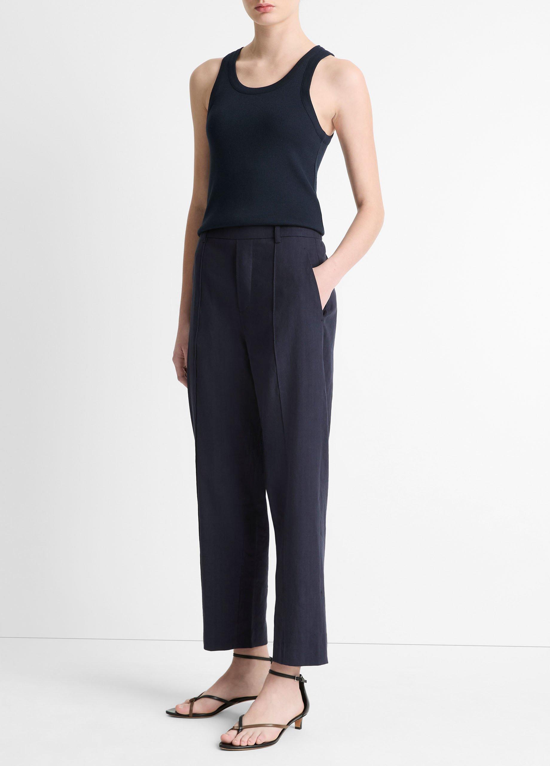 Linen-Blend Tapered Pull-On Pant image number 1