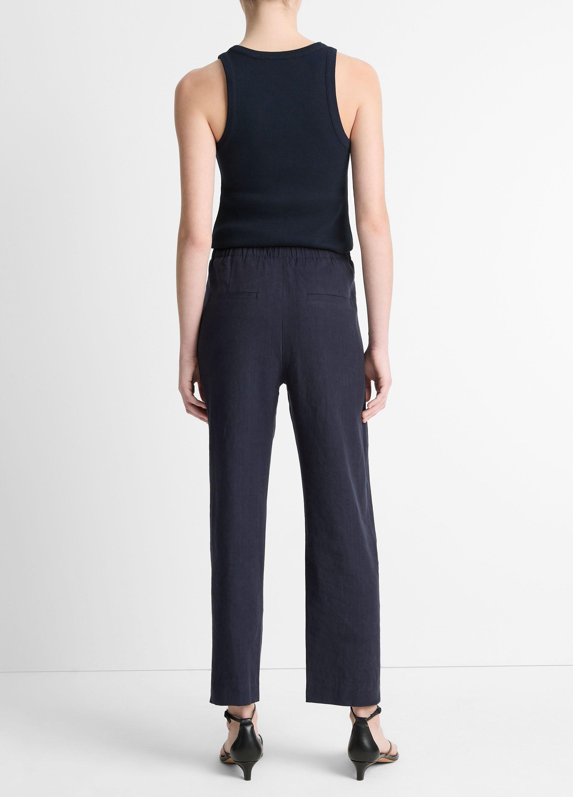 Linen-Blend Tapered Pull-On Pant image number 2