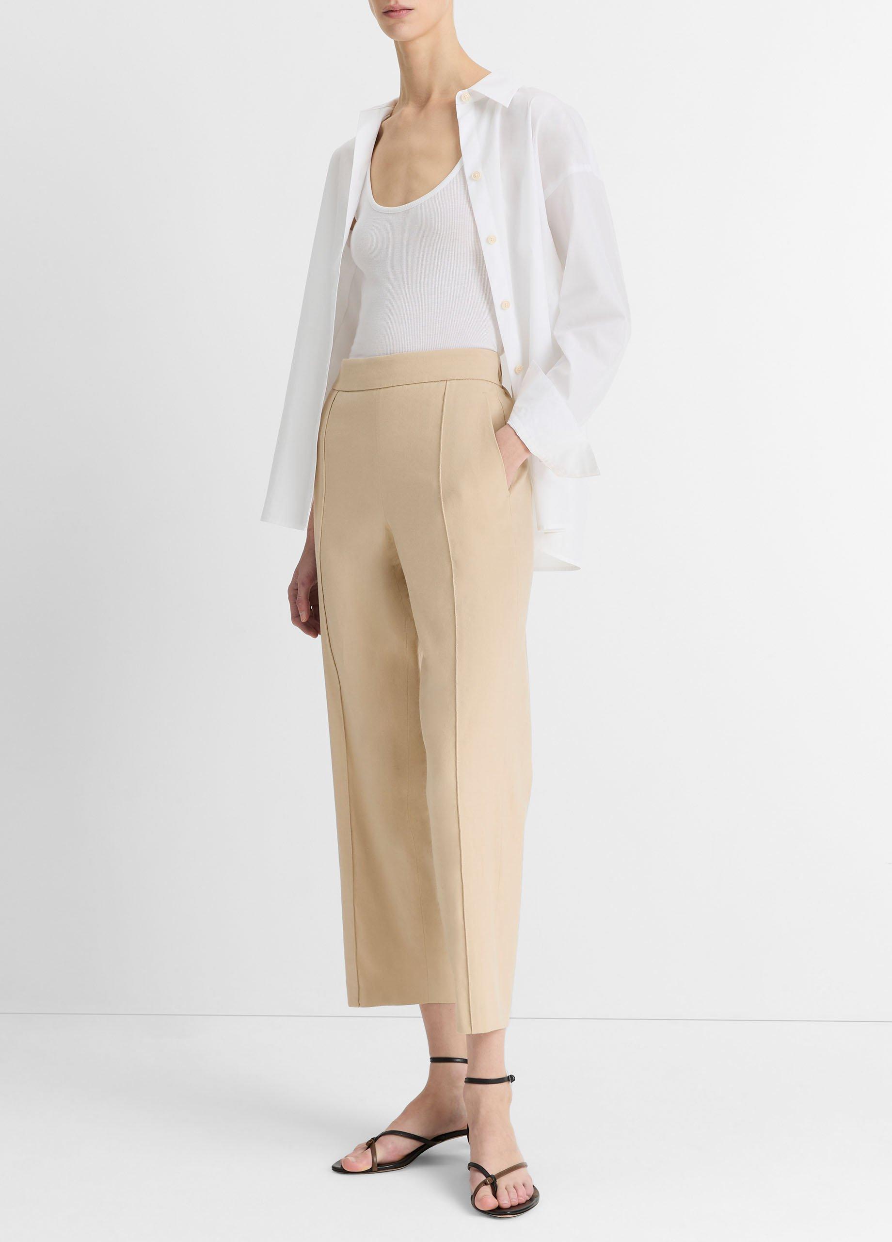 Linen-Blend Tapered Pull-On Pant in Trousers | Vince