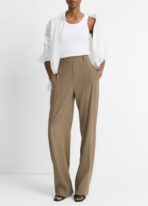 Linen-Blend High-Rise Pull-On Pant