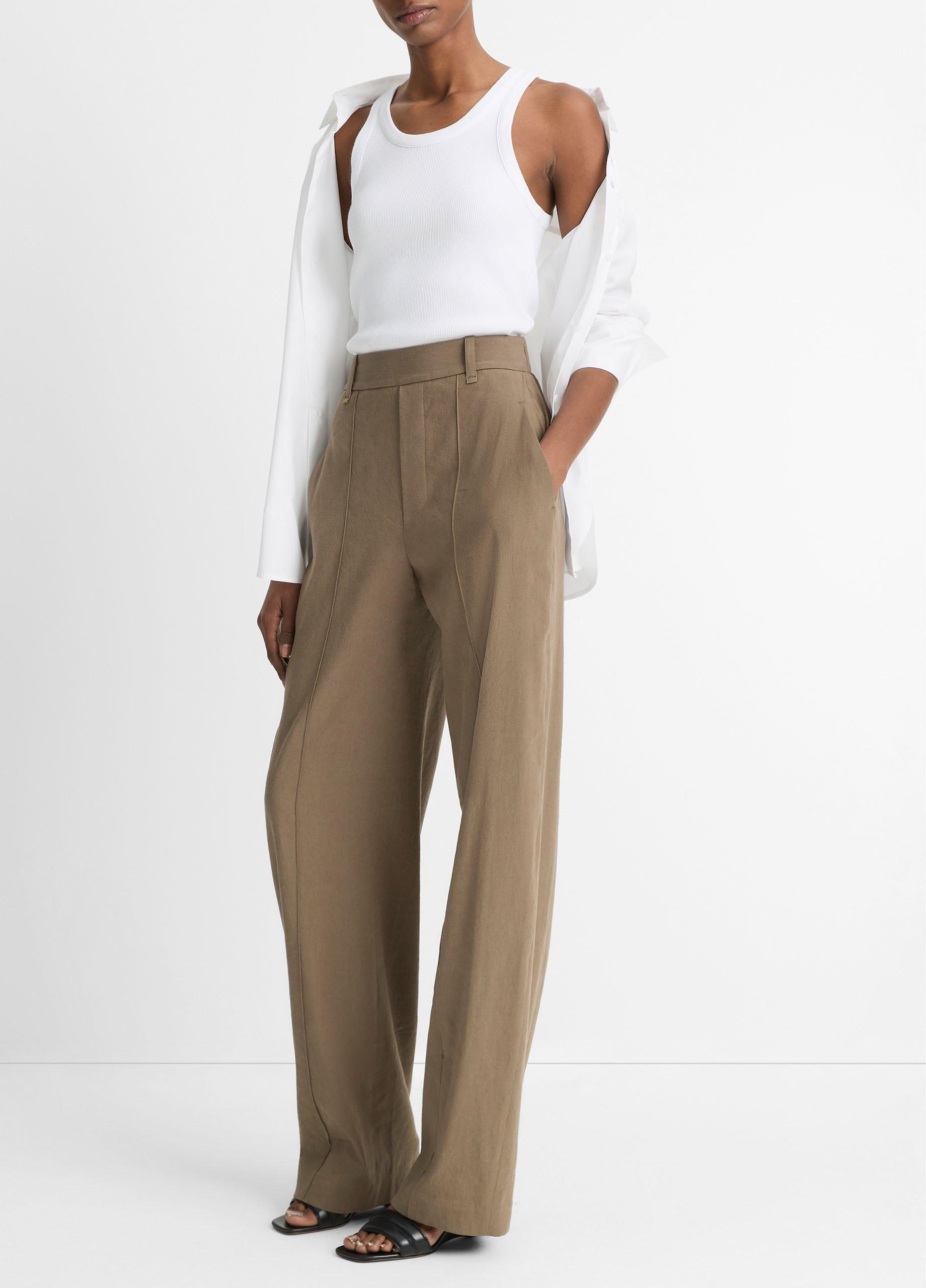 Linen-Blend High-Rise Pull-On Pant in Trousers | Vince