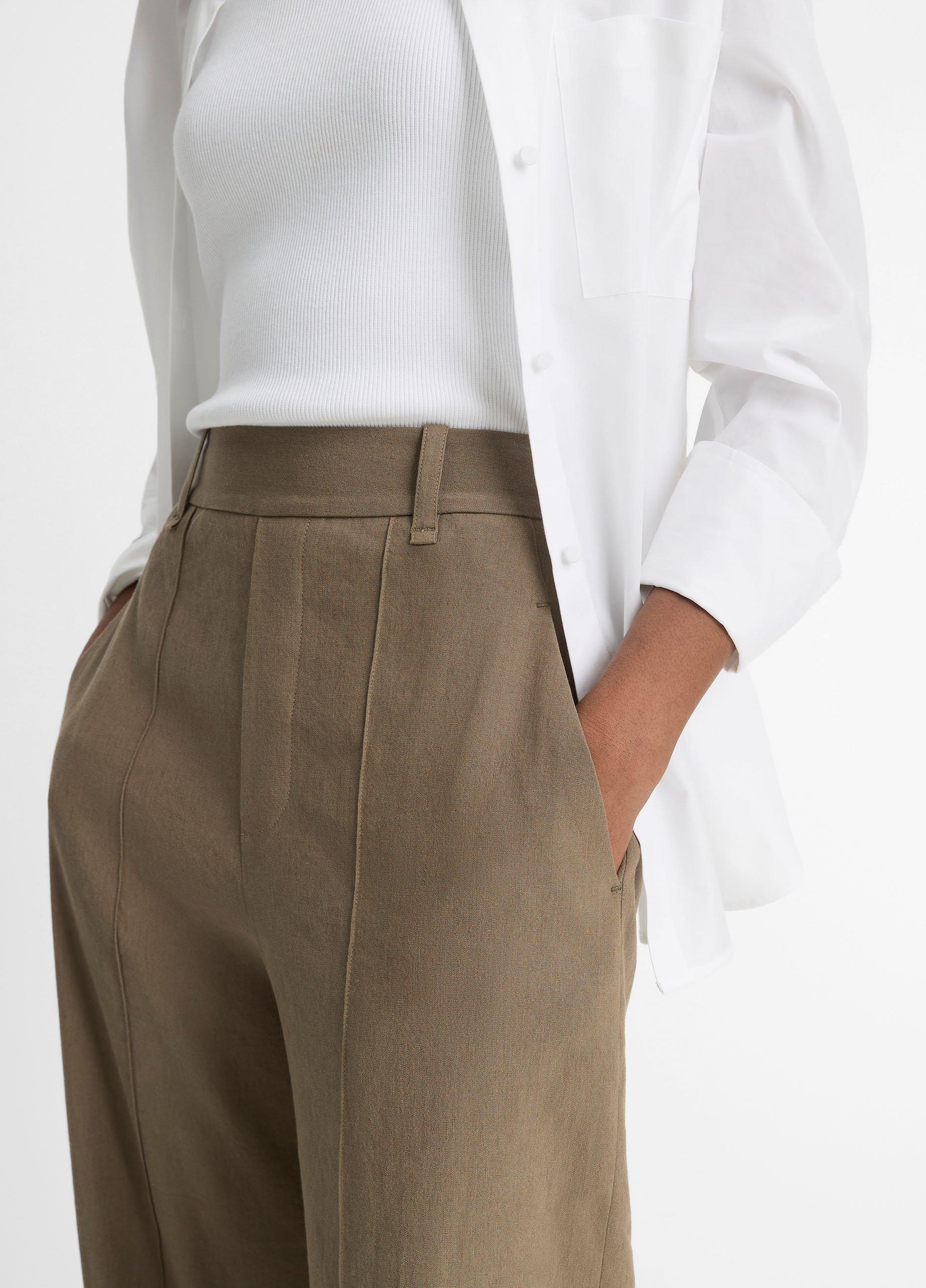 Linen-Blend High-Rise Pull-On Pant in Trousers | Vince