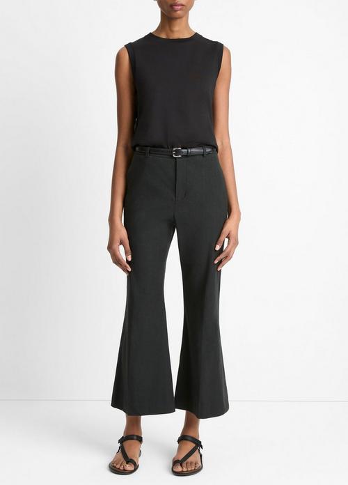 Linen-Blend Crop Flare Trouser