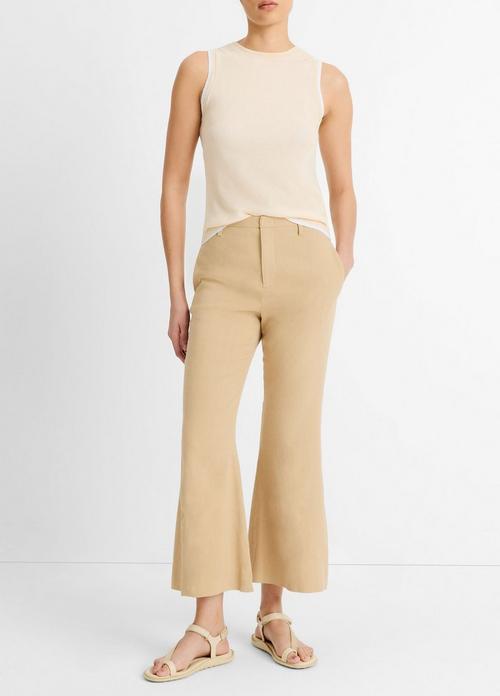 Linen-Blend Crop Flare Trouser