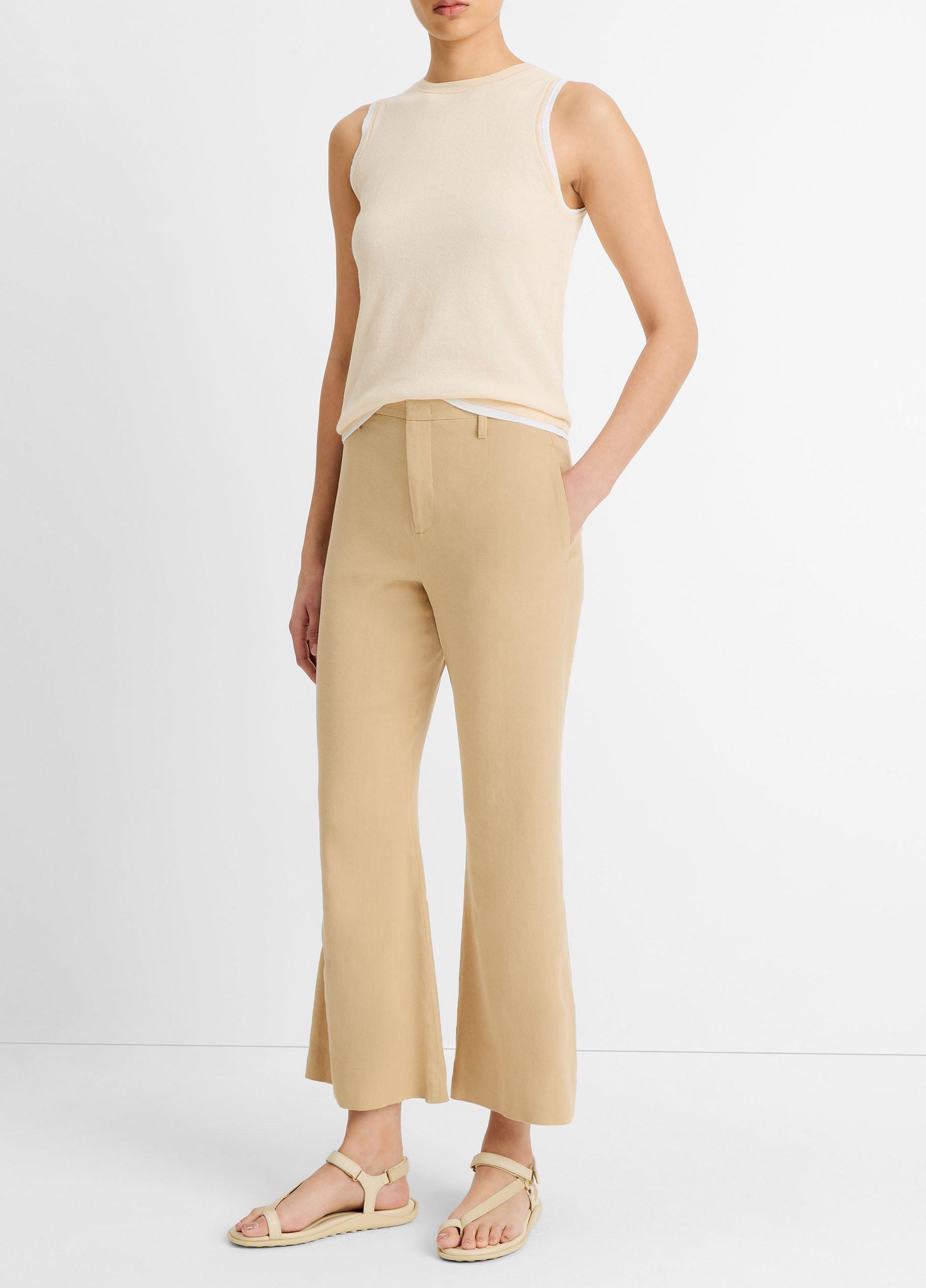 Linen-Blend Crop Flare Trouser image number 1