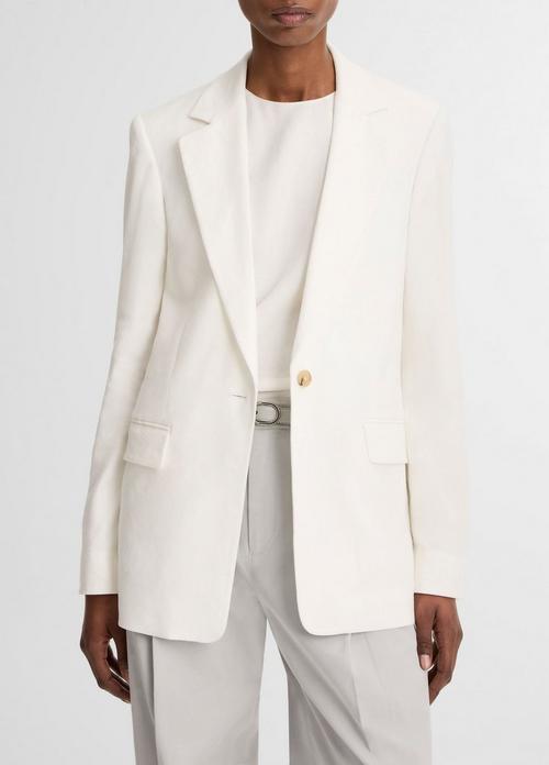 Linen-Blend Shrunken Blazer