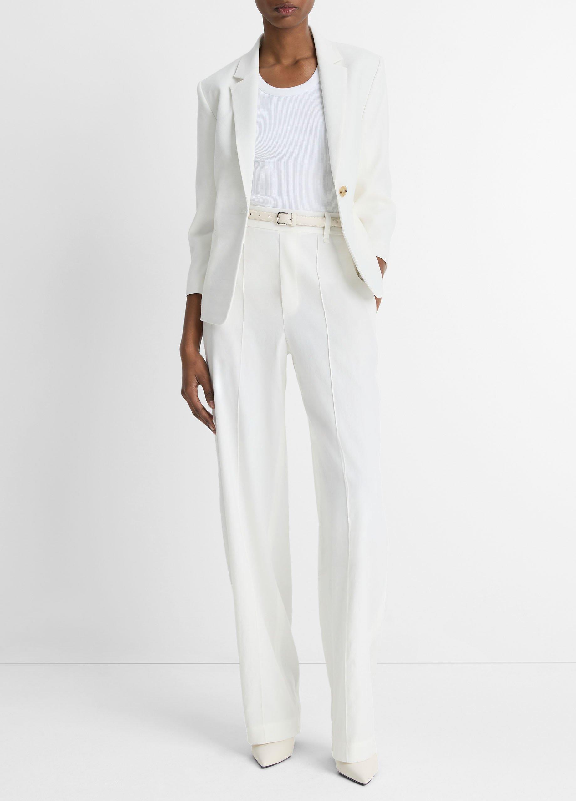 ボトムスその他 Tagliatore Cindy Blazer In White Viscose Tagliatore J Cindy Double-breasted Long Blazer In White