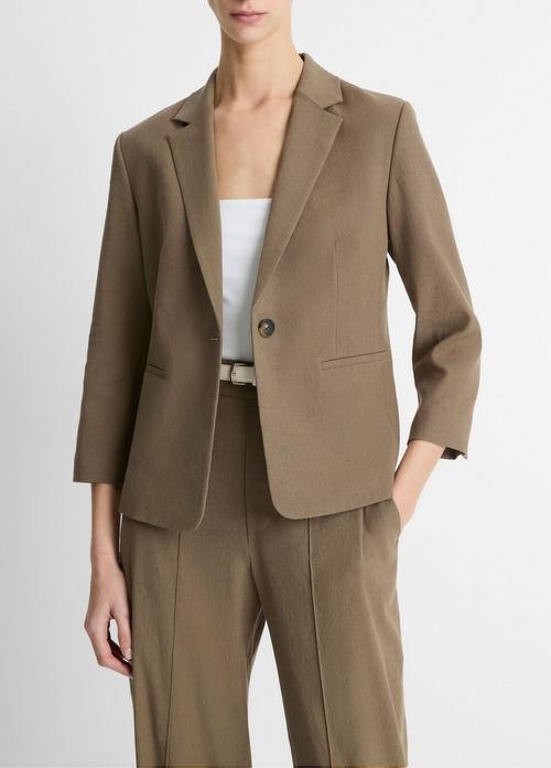 Linen-Blend Shrunken Blazer