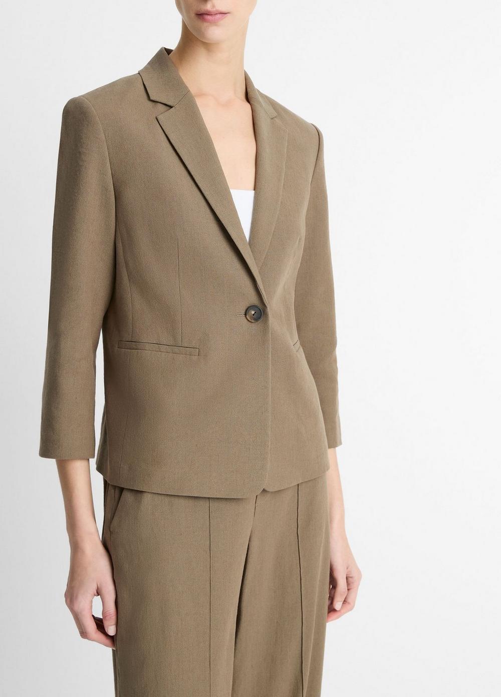 Linen-Blend Shrunken Blazer in Blazers | Vince Linen-Blend Shrunken Blazer in Blazers | Vince