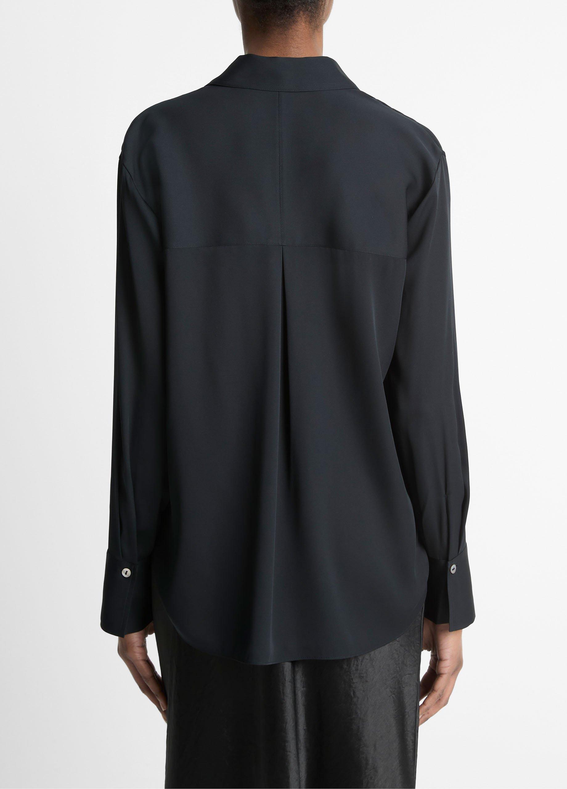 Stretch-Silk Button-Front Blouse in Long Sleeve | Vince
