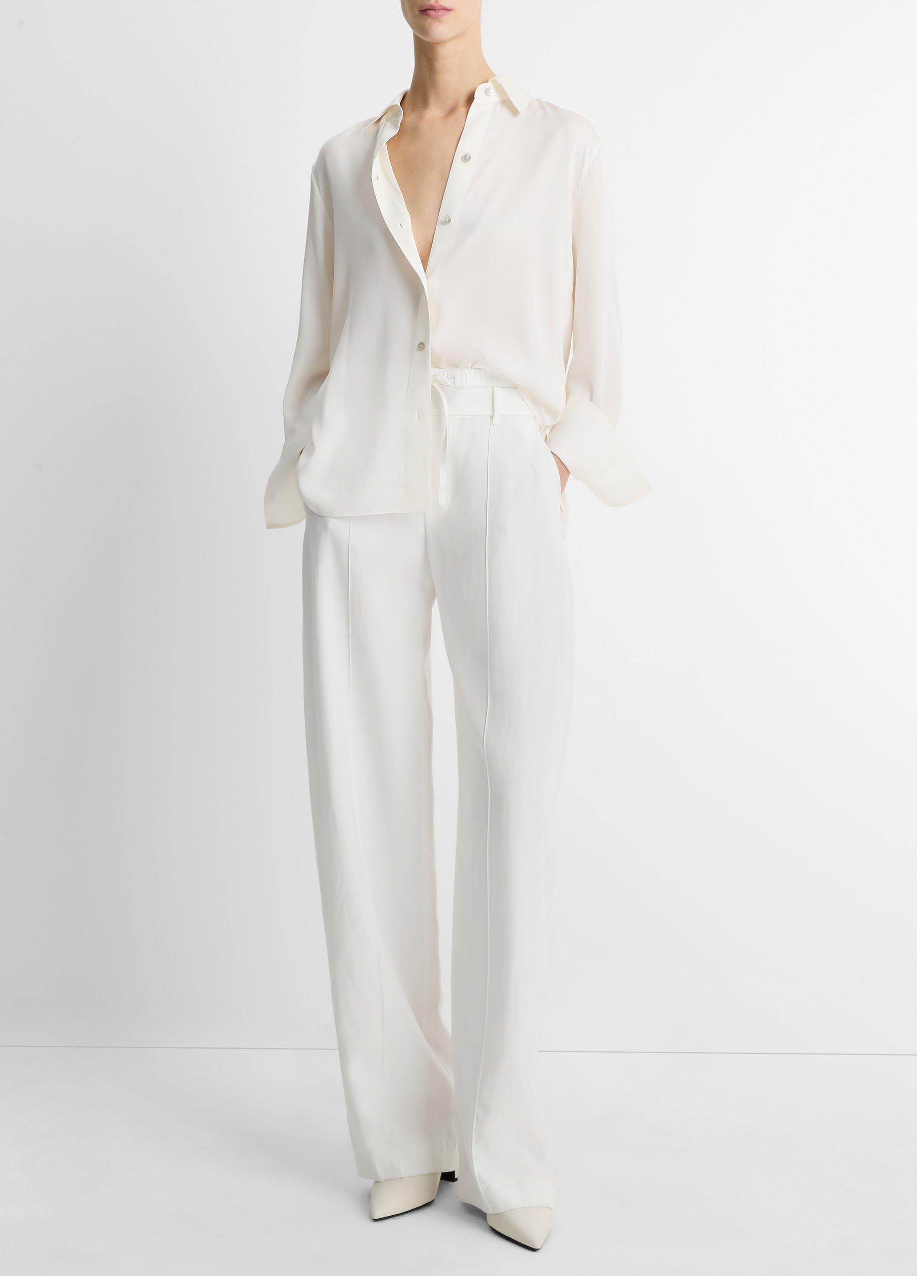 Stretch-Silk Button-Front Blouse in Vince Products Women | Vince