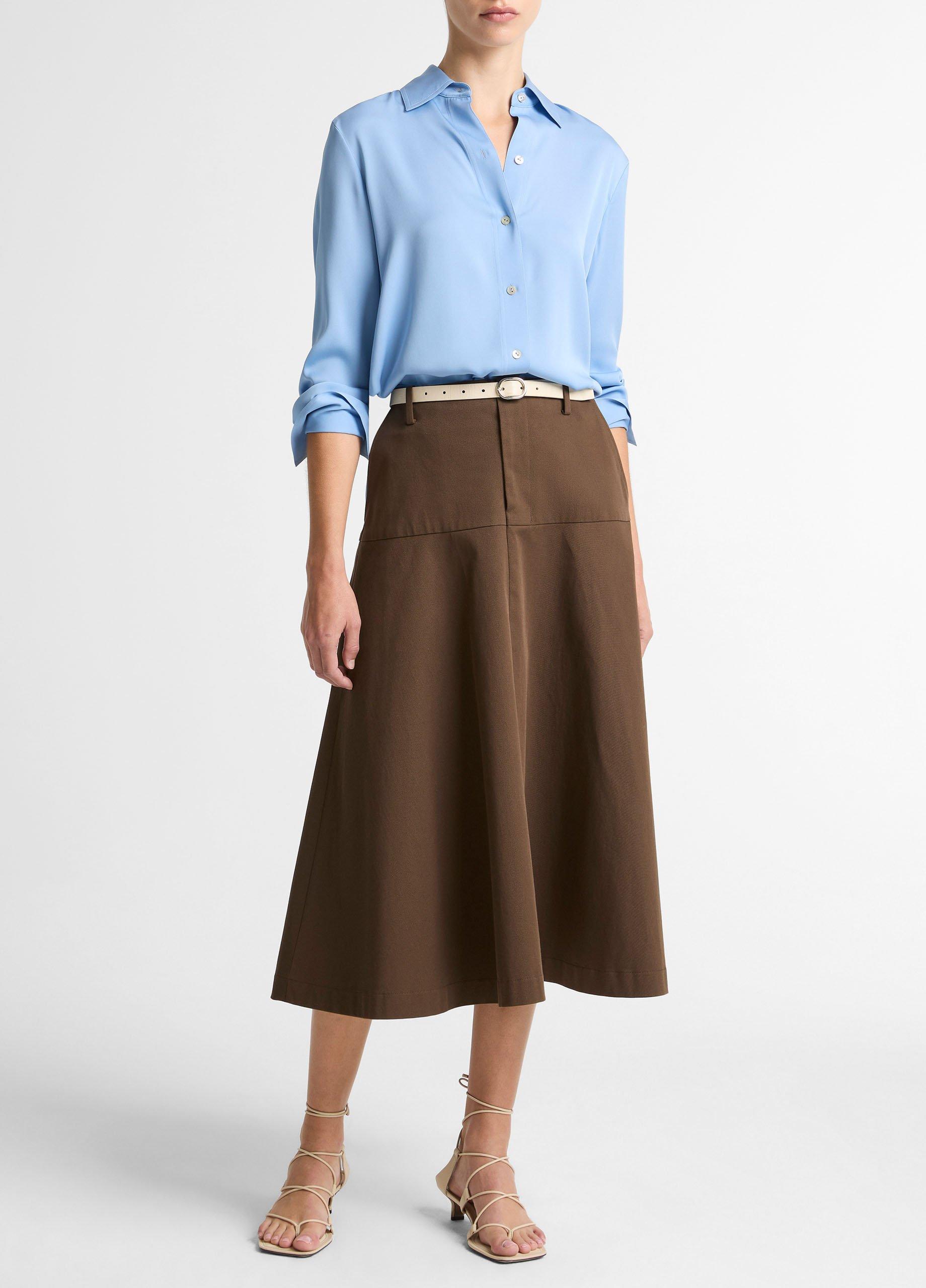 Stretch-Silk Button-Front Blouse image number 3