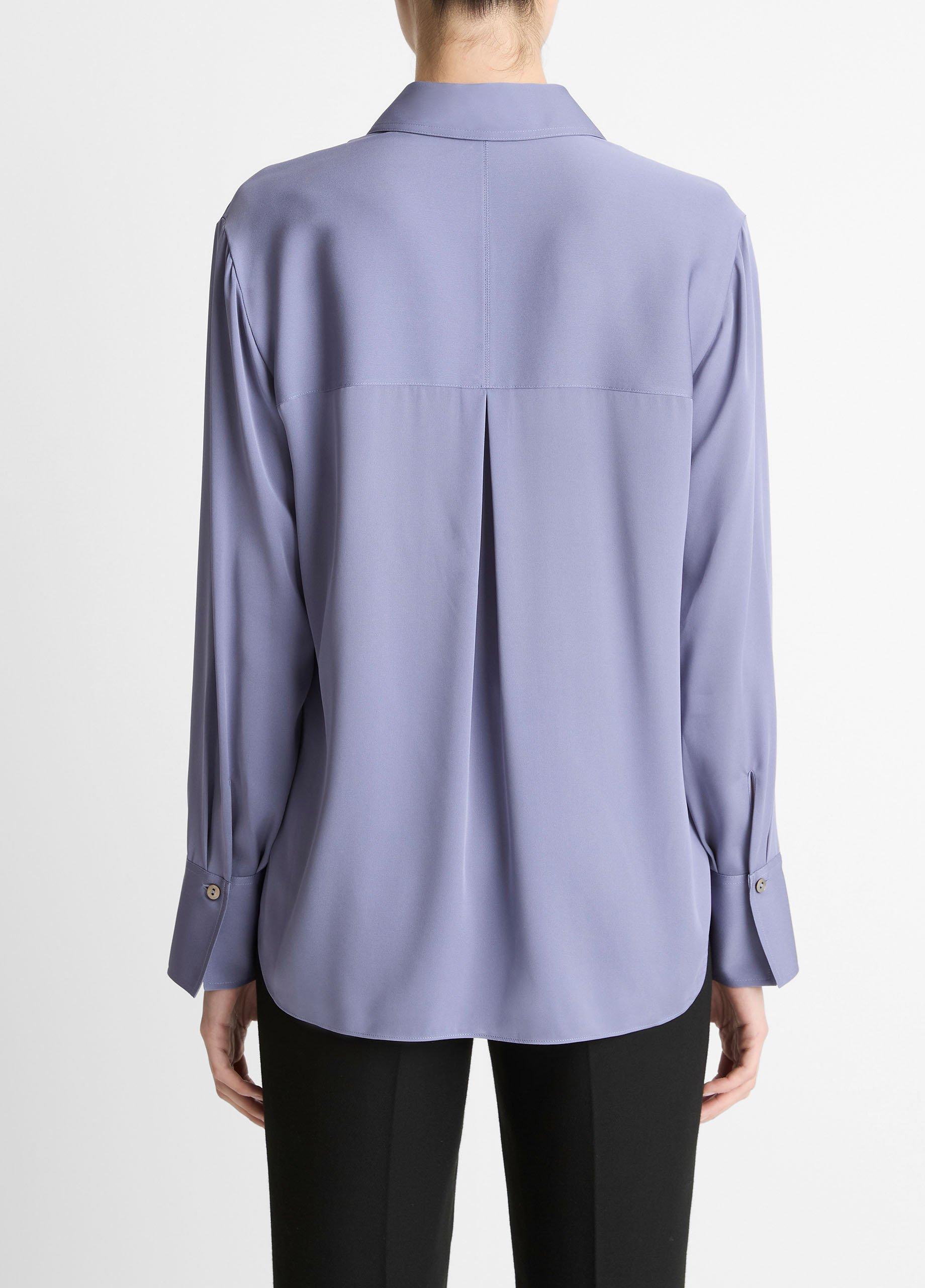 Stretch-Silk Button-Front Blouse image number 2