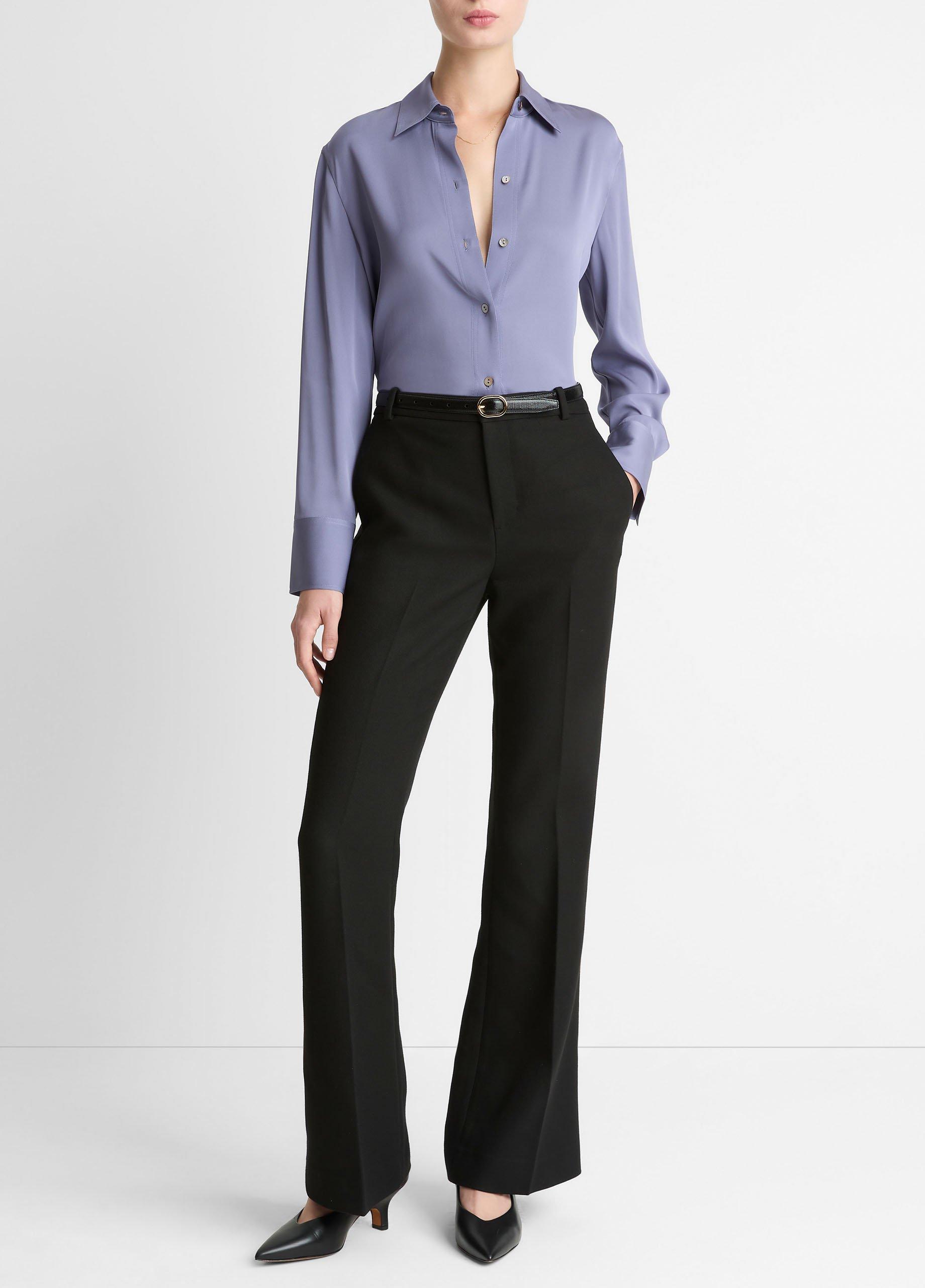 Stretch-Silk Button-Front Blouse image number 3