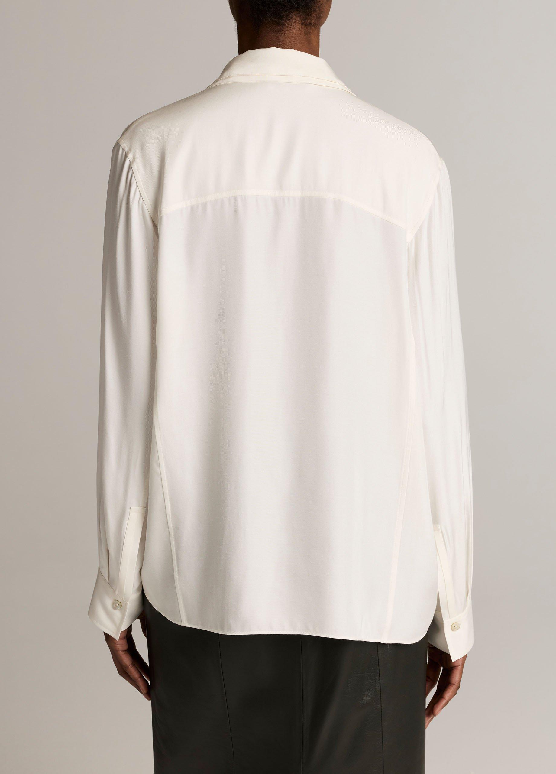 Double-Detail Silk-Blend Button-Front Shirt image number 2