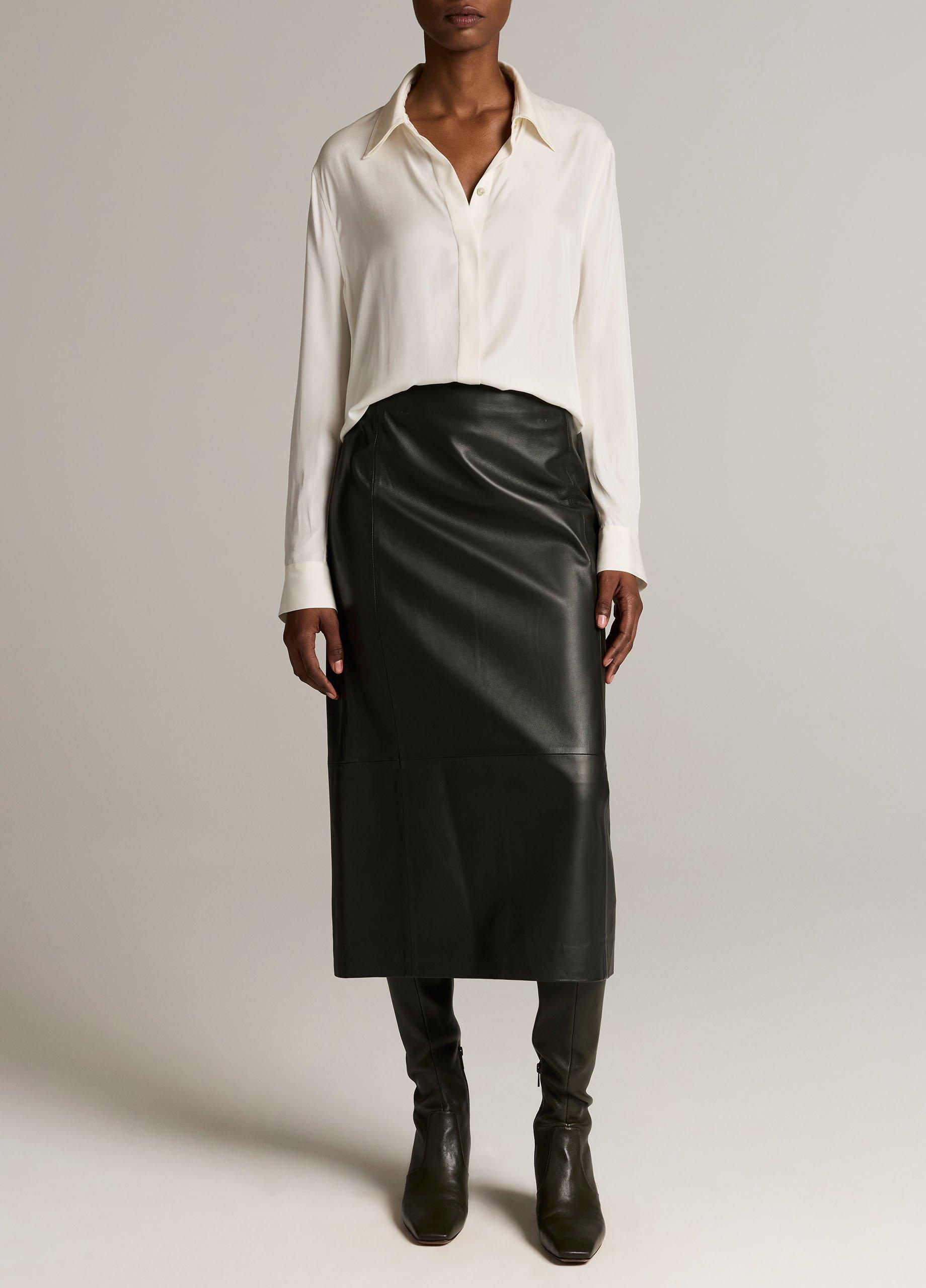 Double-Detail Silk-Blend Button-Front Shirt image number 3