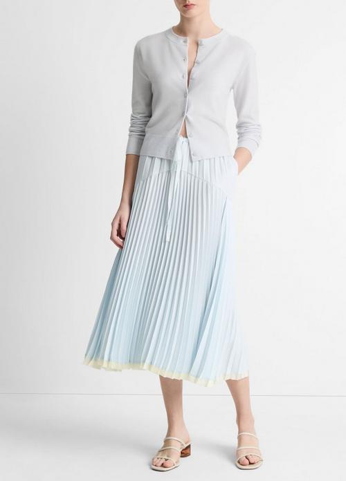 Pleated Satin Tiered Skirt