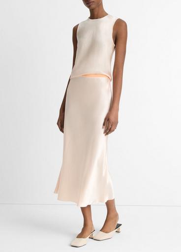 Contrast-Waistband Satin Bias Skirt in Skirts | Vince Contrast-Waistband Satin Bias Skirt in Skirts | Vince