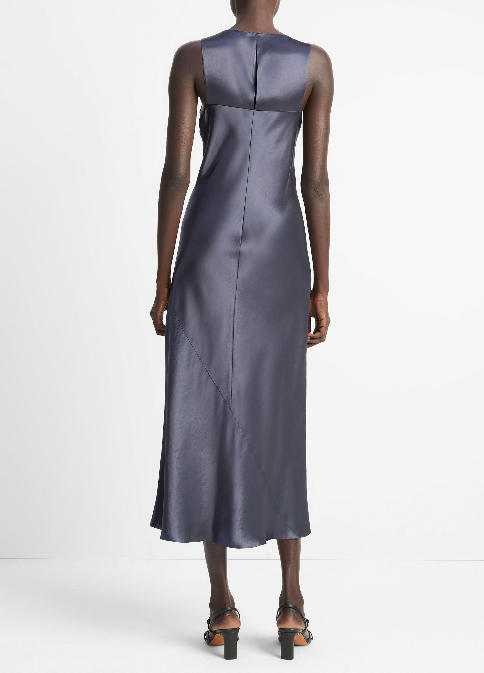【新品】neau SATIN TANK DRESS D.NAVY Satin-Bias-Tank-Dress-476NLK?$