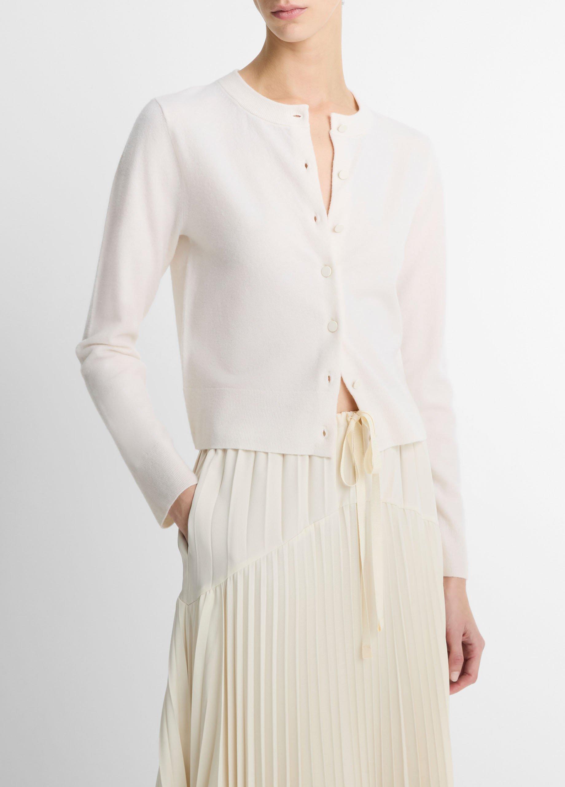 Wool & Cashmere-Blend Tipped Half-Moon Cardigan image number 1