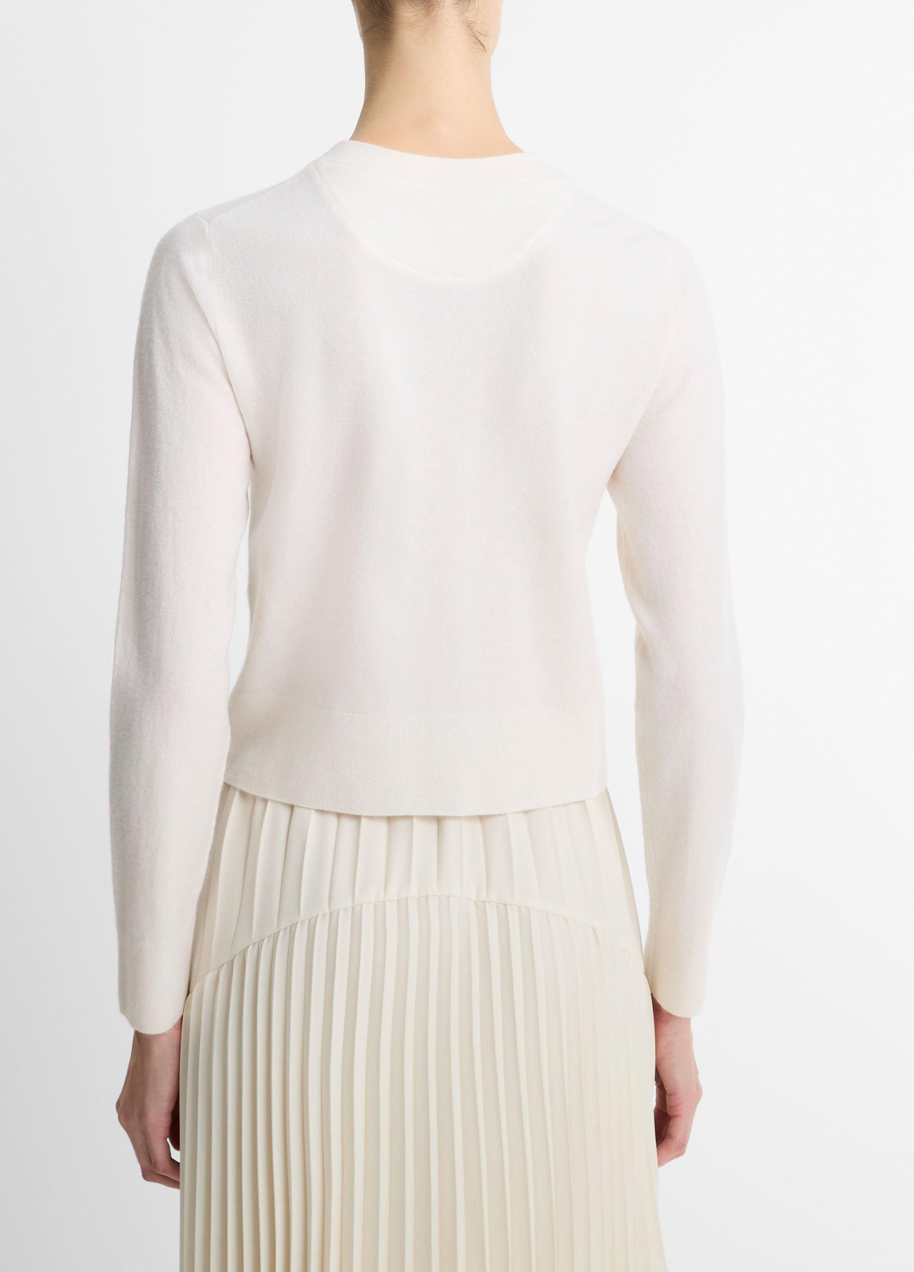 Wool & Cashmere-Blend Tipped Half-Moon Cardigan in Cardigans