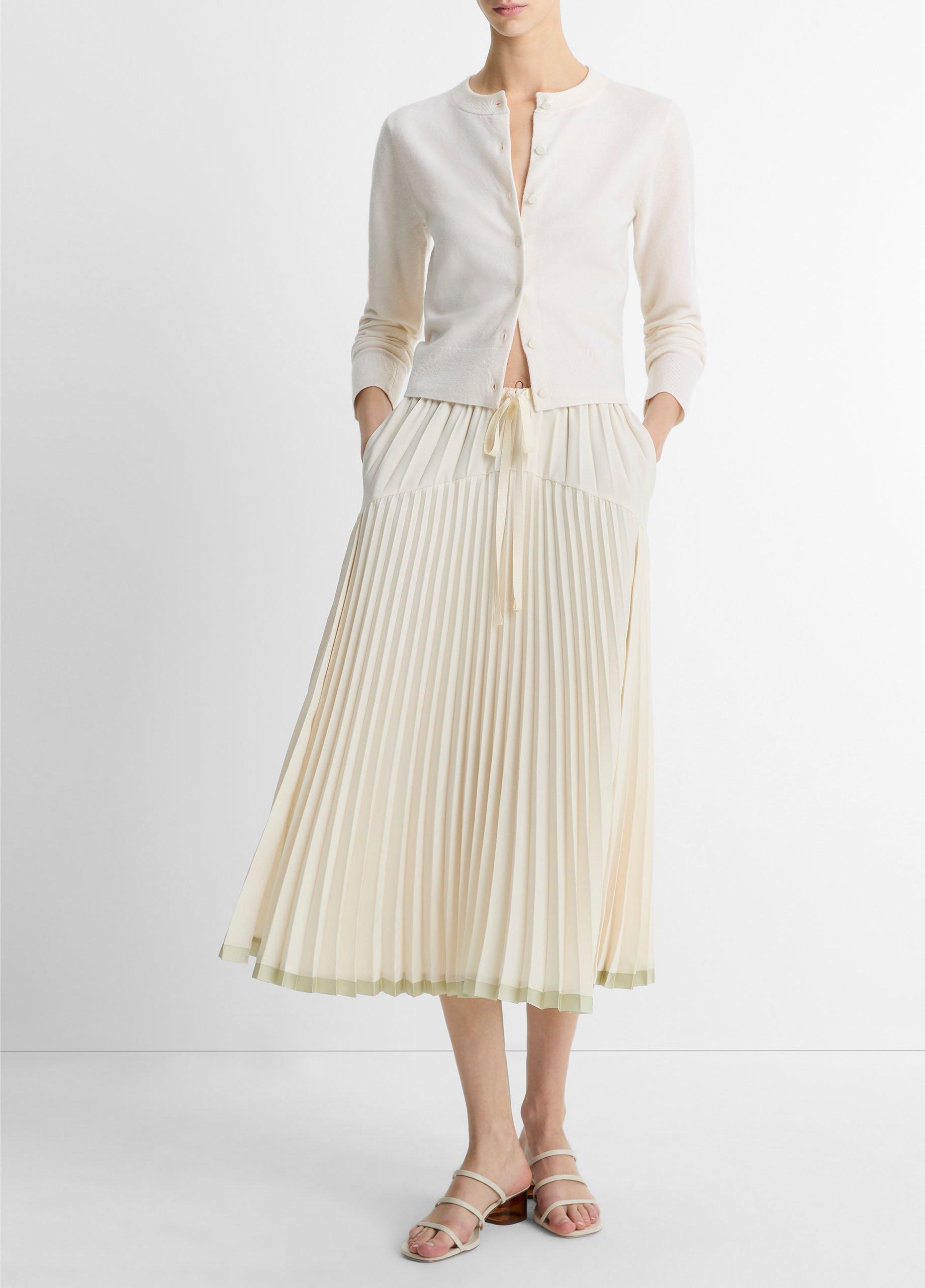 Wool & Cashmere-Blend Tipped Half-Moon Cardigan in Cardigans