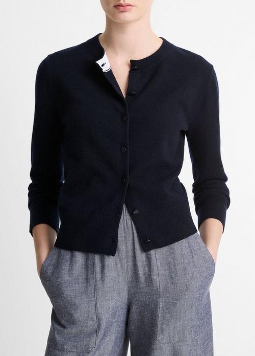 Wool & Cashmere-Blend Tipped Half-Moon Cardigan